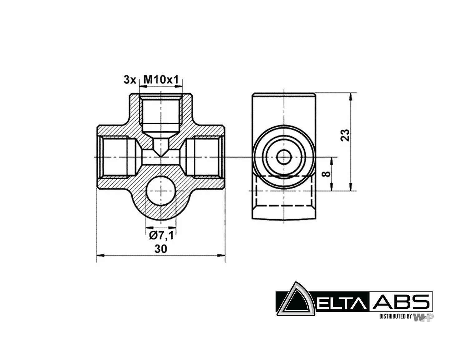 Brake Line Junction Tee Fitting - M10x1.0 DIN/ISO